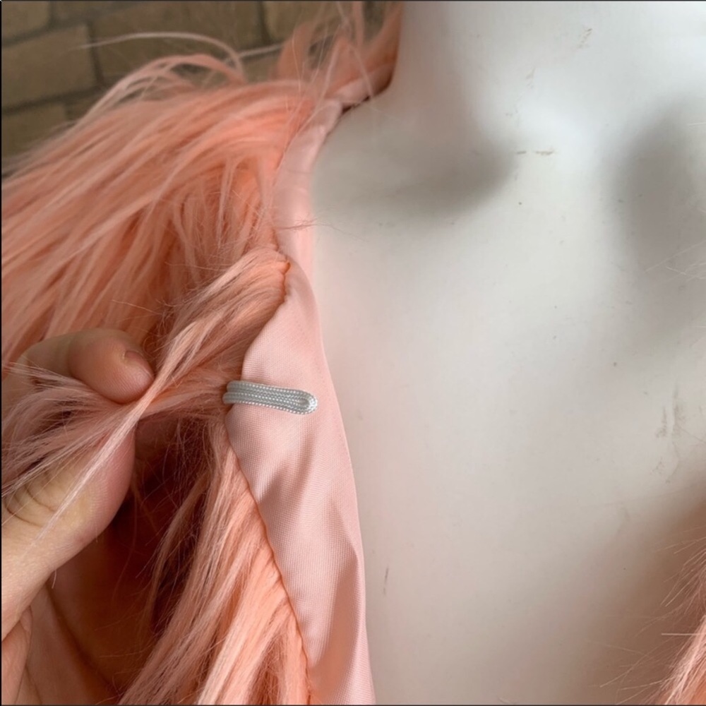 Faux Fur Peach Pink Jacket - Women's Plush Coat - Picture 4 of 5